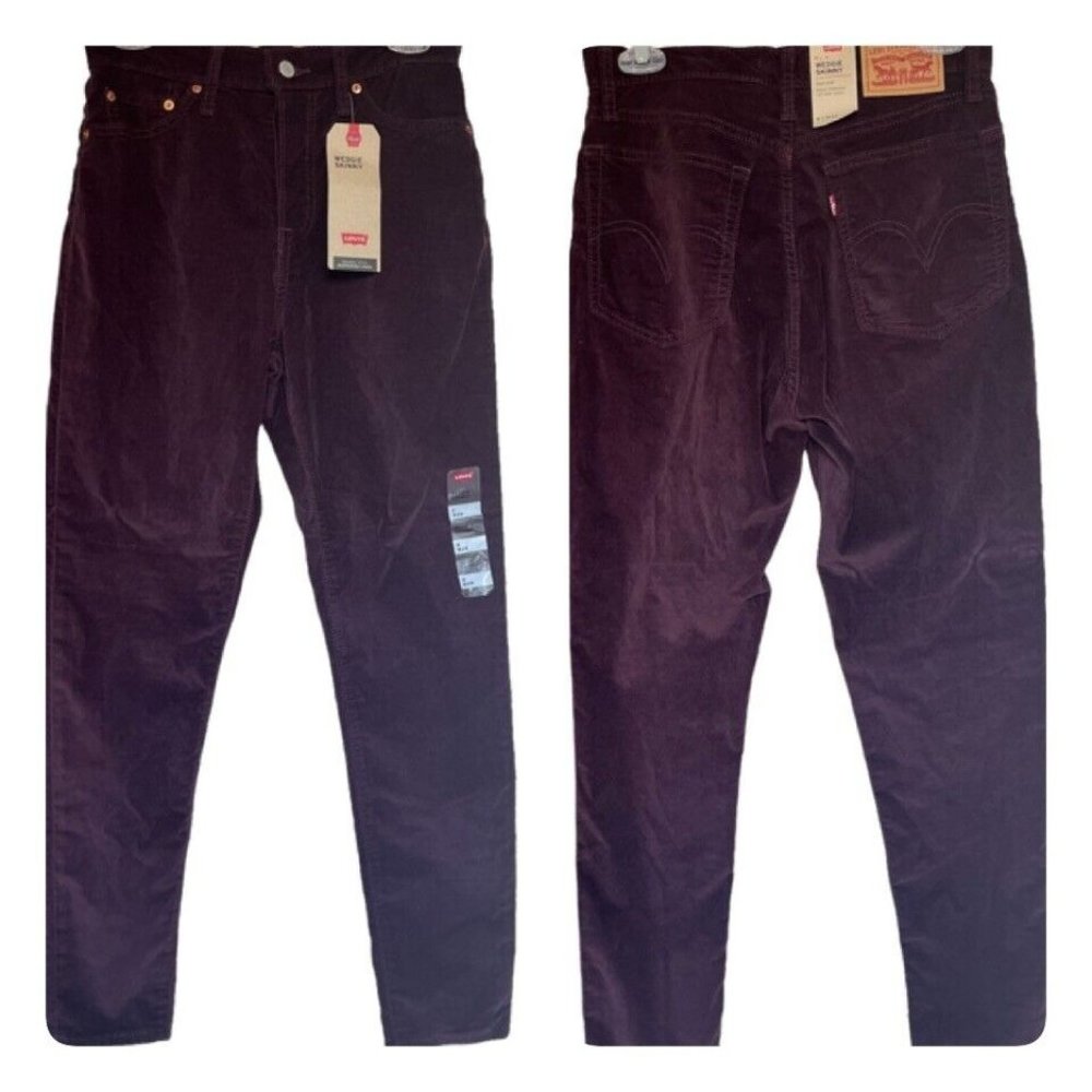 Levi's Wedge Skinny Hi Rise Women's Size 8 W29 Burgundy Corduroy Jeans ~ NWT